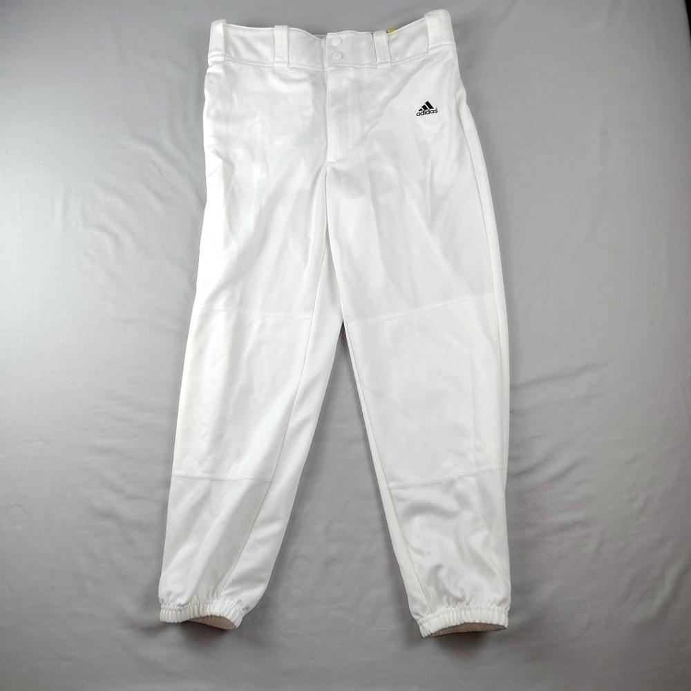 Adidas Climalite Baseball Pants Boys Large Relaxed White Elastic Bottom *Read